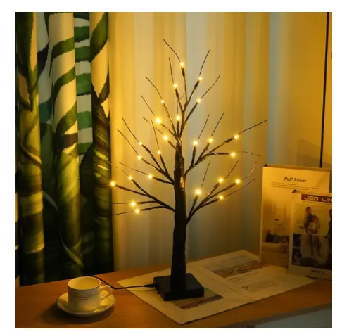 Led White Birch Tree Room Decoration Night