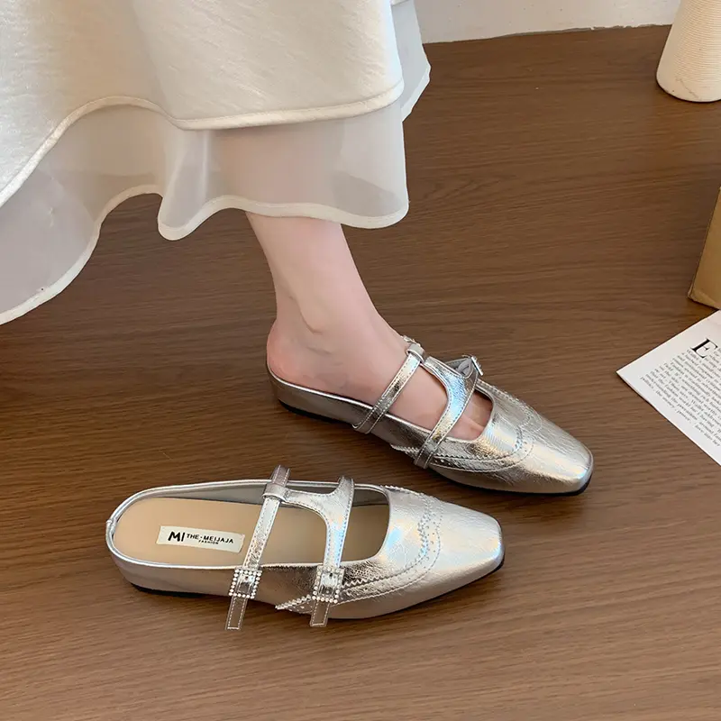 Women's Platform Hidden Heel Mule Sandals, New 2026 Summer Outdoor Slip-On Elegant Closed Toe Slides Matching Dresses