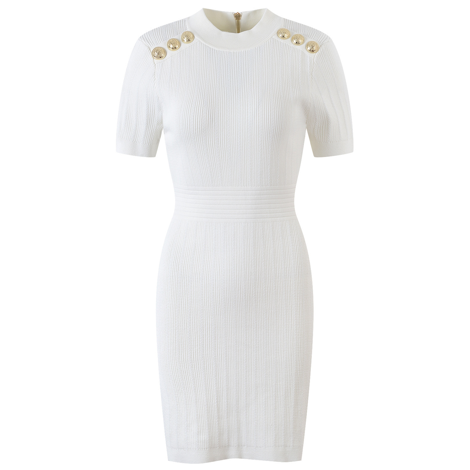 Round-Neck Short-Sleeve Knitted Dress, picture 4 of 11