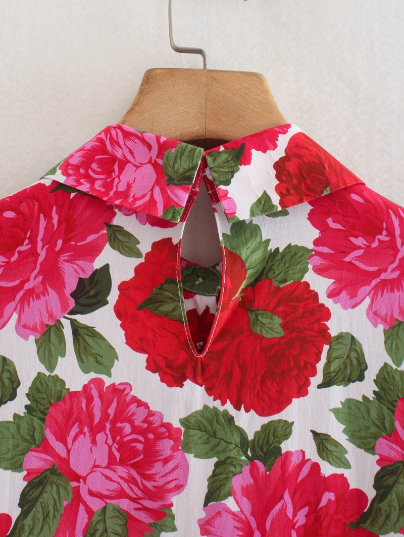 Title 2, Flower Print Long-sleeved Shirt Plus Size Top