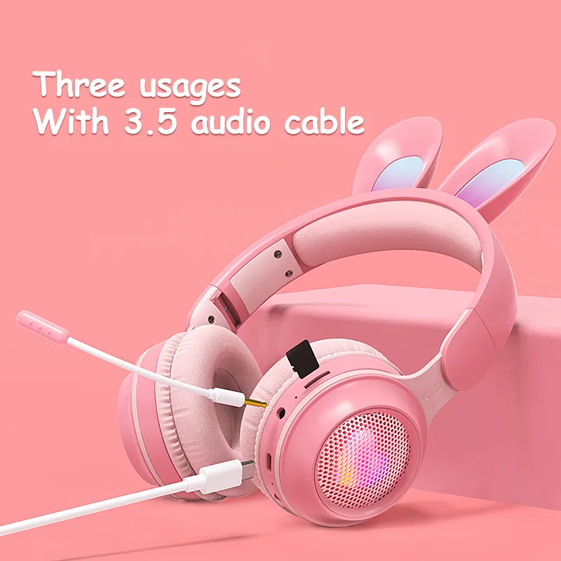 Rabbit Ear Headphones Wireless Luminous Extendable Wheat Headphones – image 4