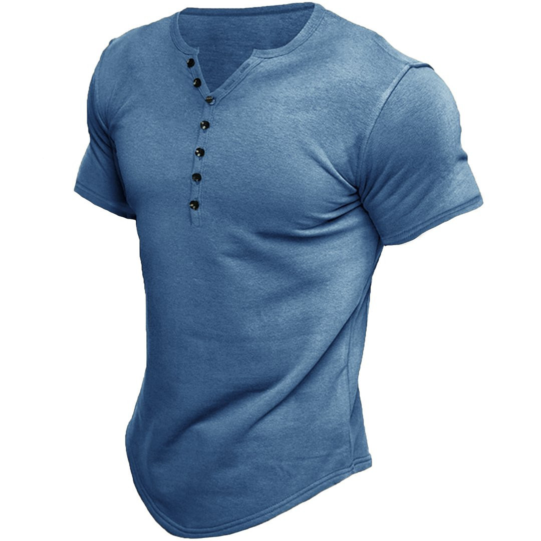 Title 6, Herren Henley Shirt Kurzarm einfarbiges Top für...