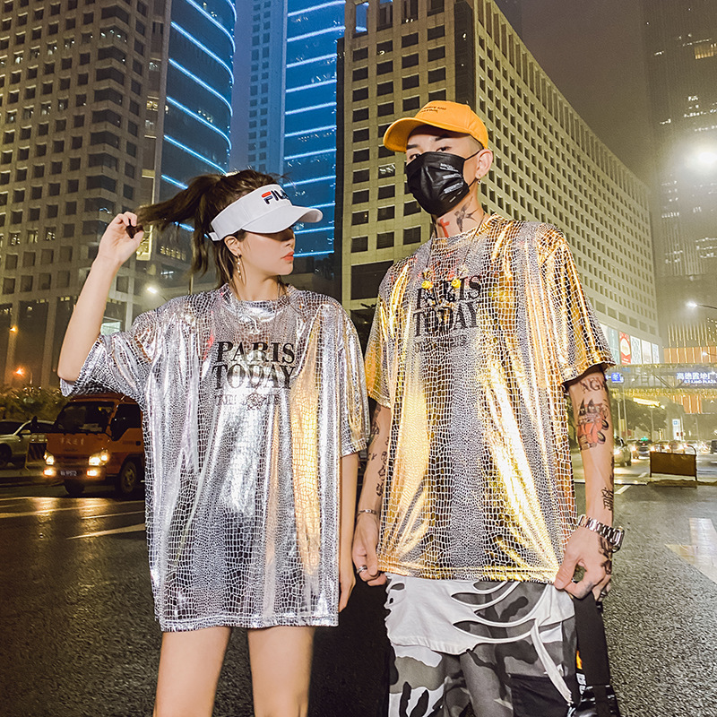 Men's Shiny Loose T-shirt Couples Wear