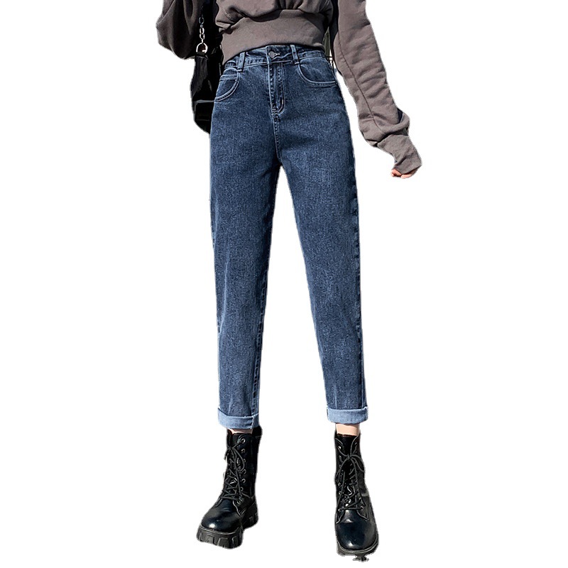 Title 4, Denim losse cropped harembroek met hoge taille