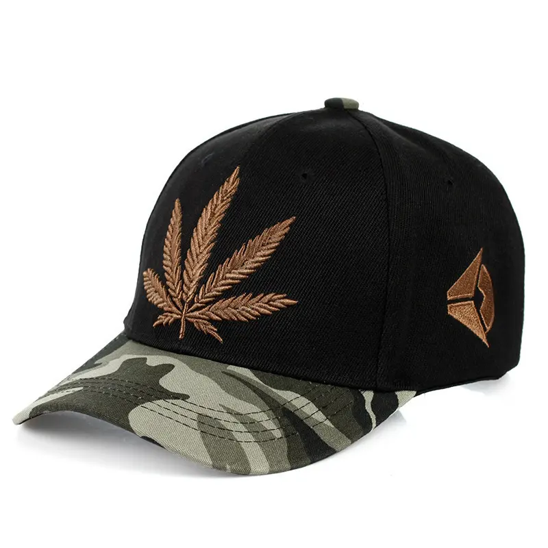 Simple Green Maple Leaf Hemp Caps Men and Women
