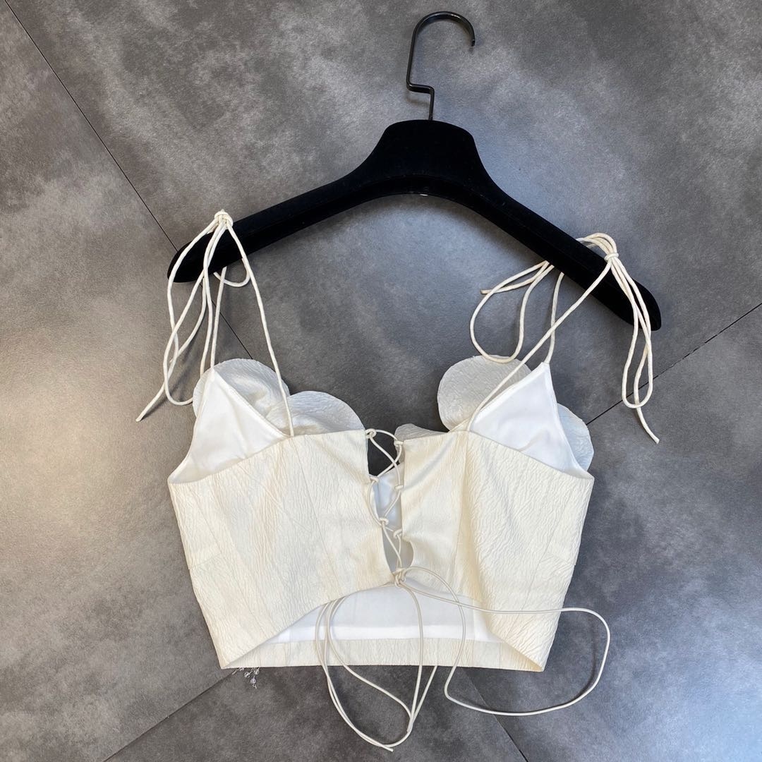 Sexy Backless Three-dimensional Flower Lace-up Vest Top