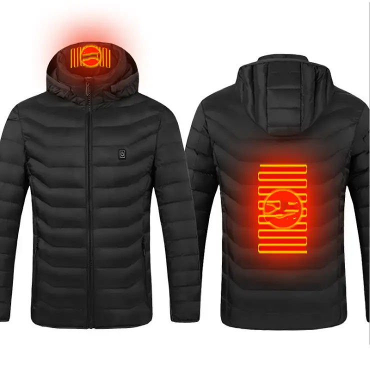 Winter Heated Jacket USB Electric Cotton Coat Zip-up Heater Thermal Clothing