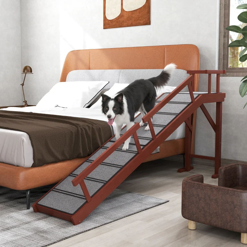 PawHut Wooden Dog Ramp With Removable Guardrails, Non-Slip Surface,