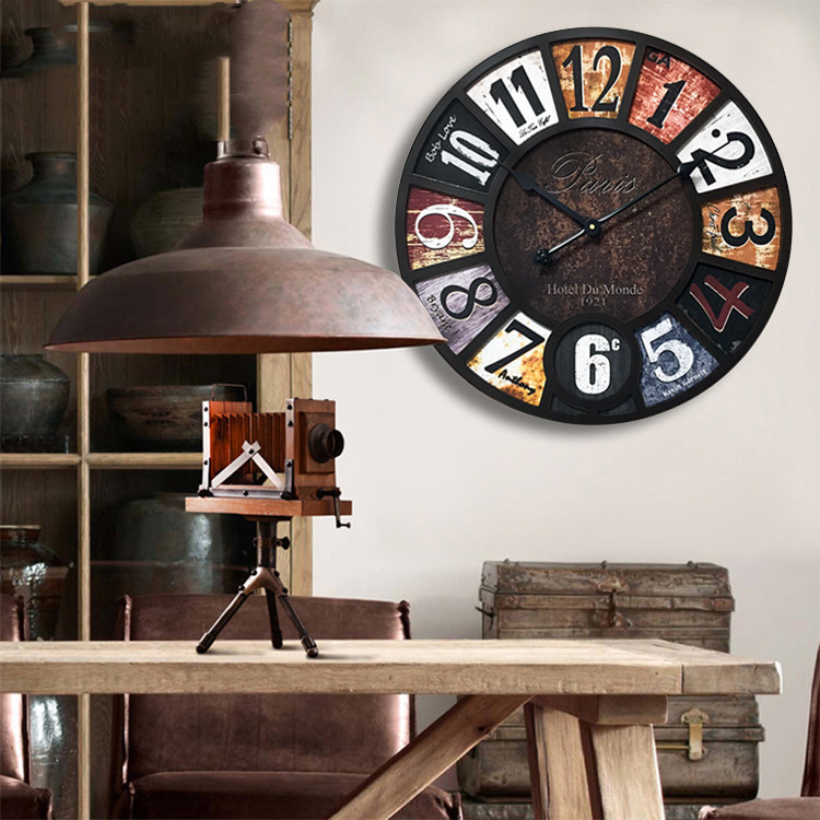 BEYONDARY American Vintage Classic Wall Clock - Creative Retro Home Decoration