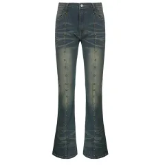 Rivet Slightly Popped Skinny Jeans - Blue - View 1
