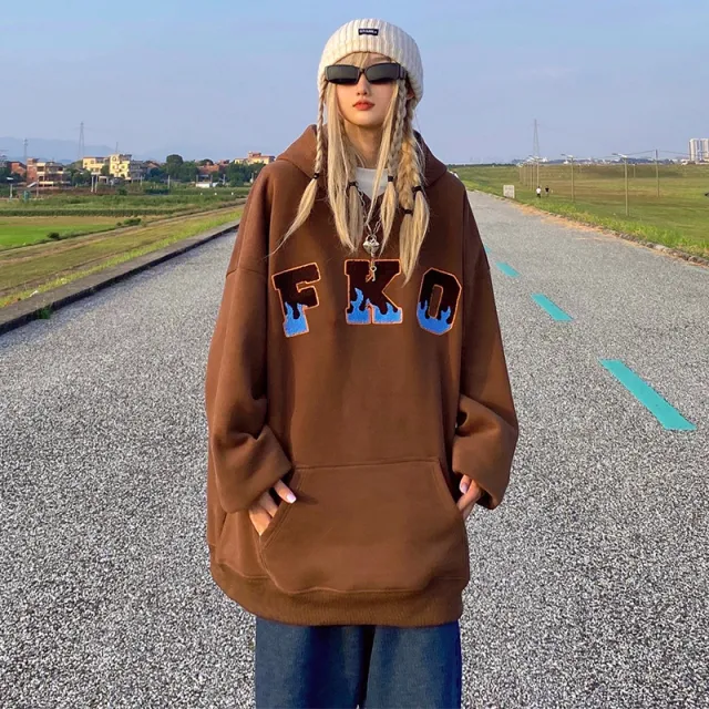 Hooded Sweater Ladies Winter Niche Design Plus Velvet Thickening Loose Trendy Camel - Shop at LoveMi