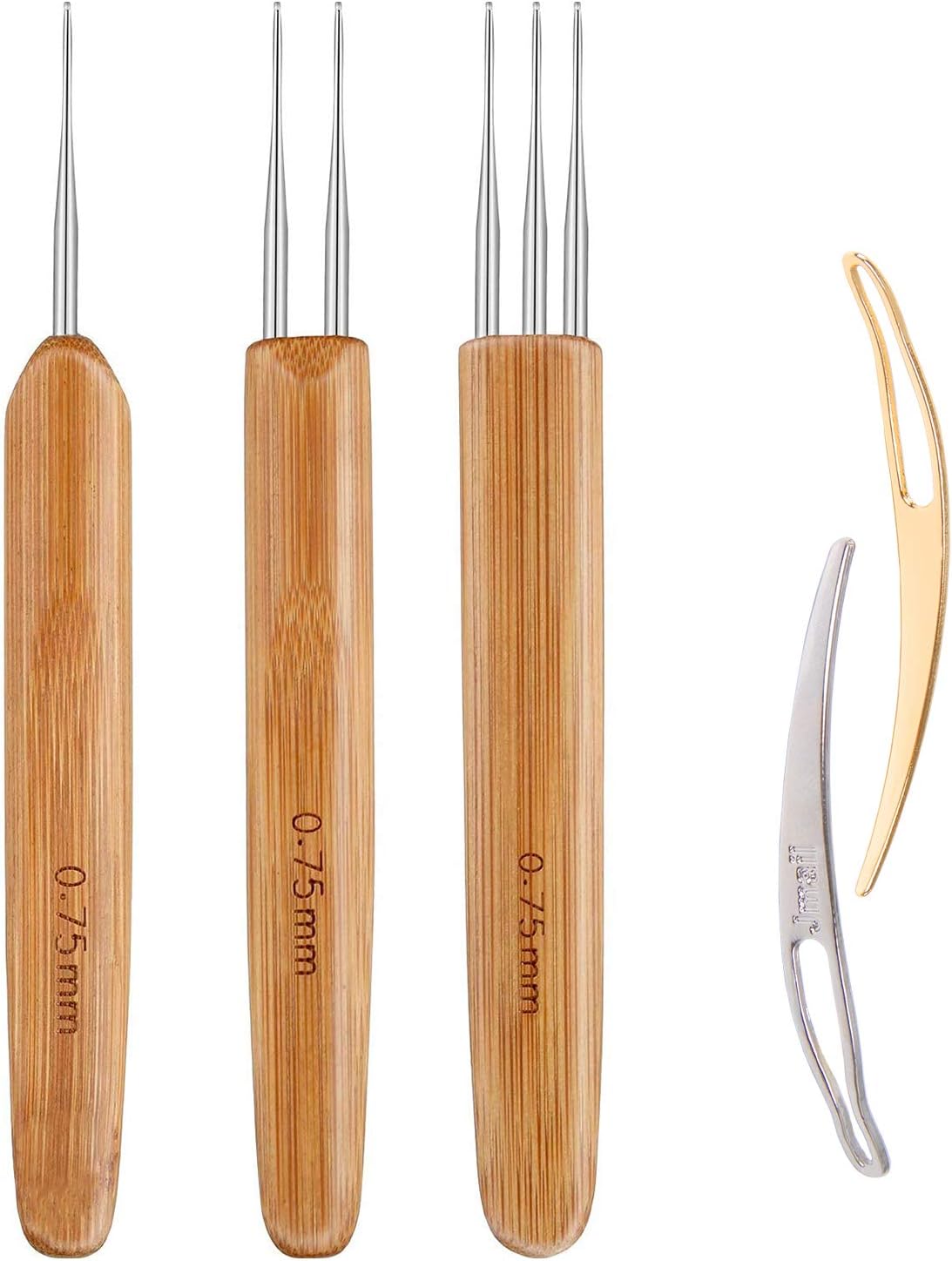 5pcs 0.75mm Dreadlock Crochet Hook Tool Hair Dreadlocks Needle Weaving For Braid Craft 5