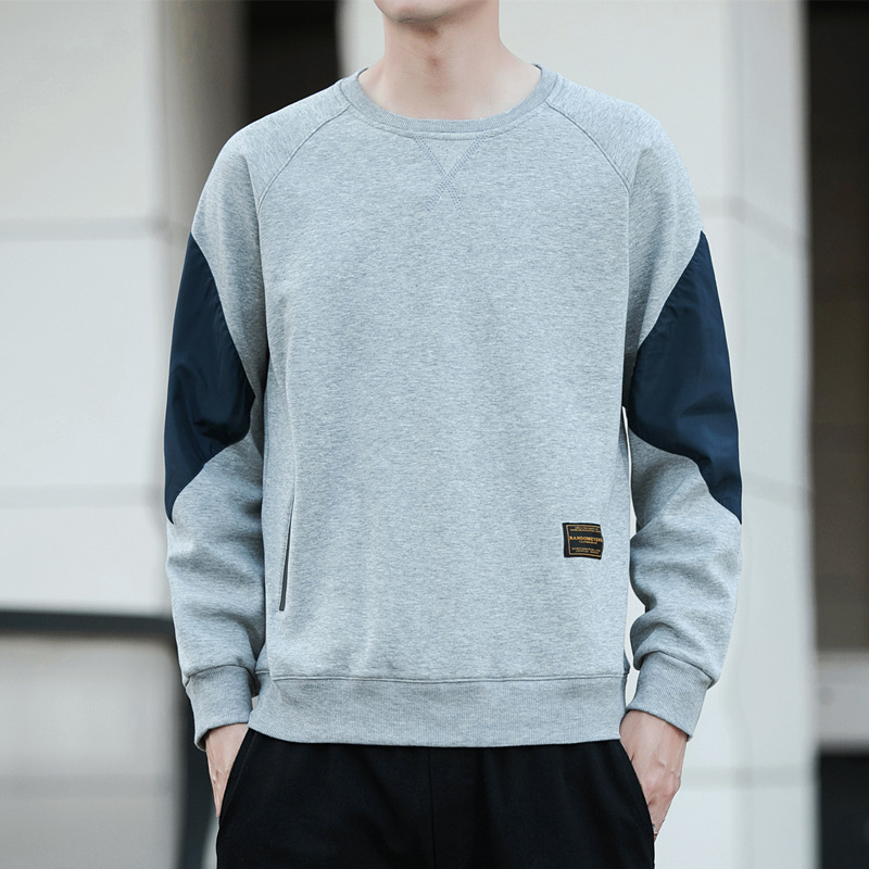 Men's Round Neck Long-sleeved Cotton Loose Top