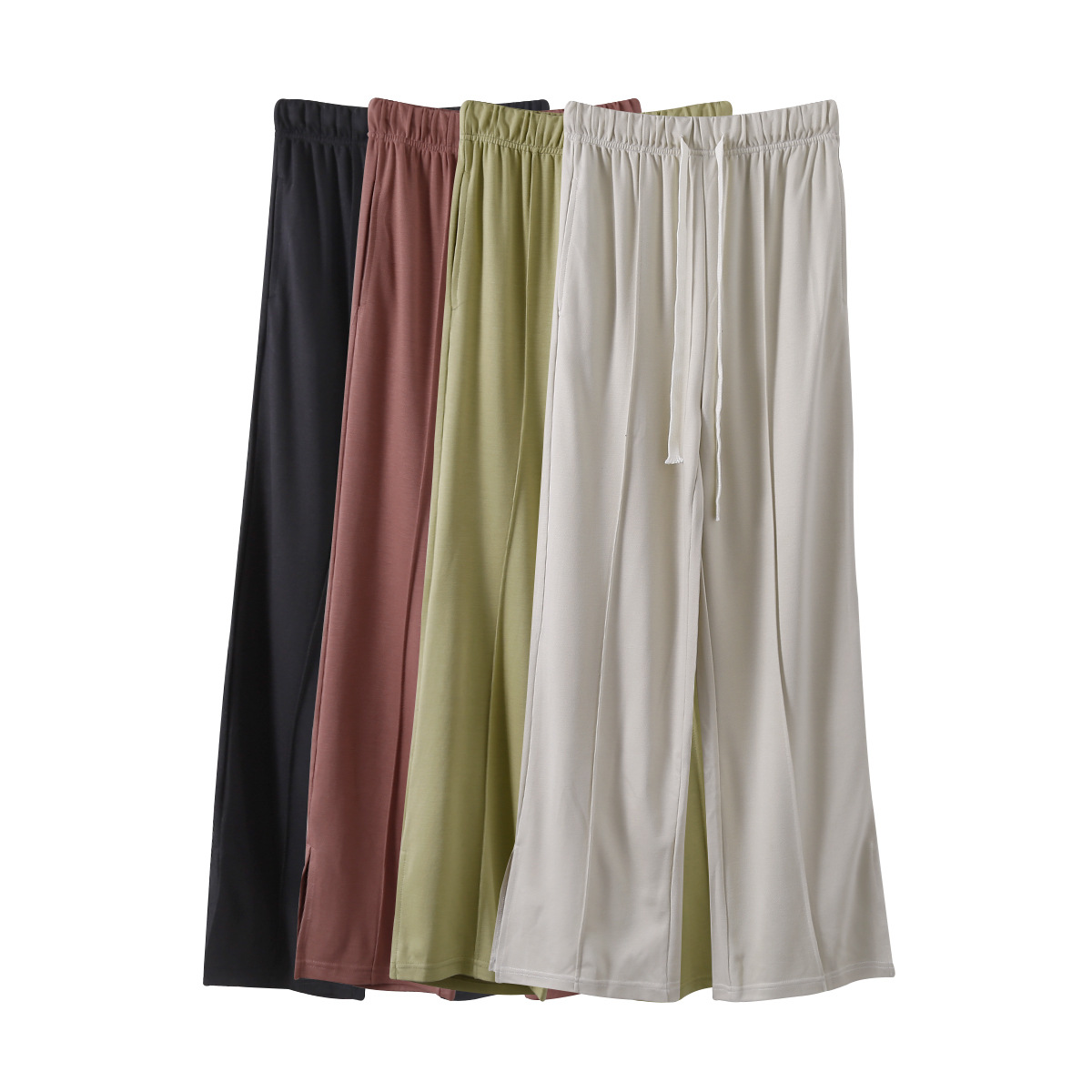 Title 3, High Waist Slit Slim Casual Wide Leg Trousers