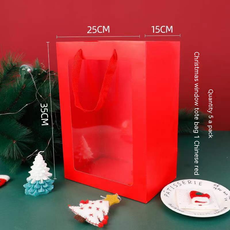 Title 3, Christmas Window Gift Bag Transparent Window Ha...