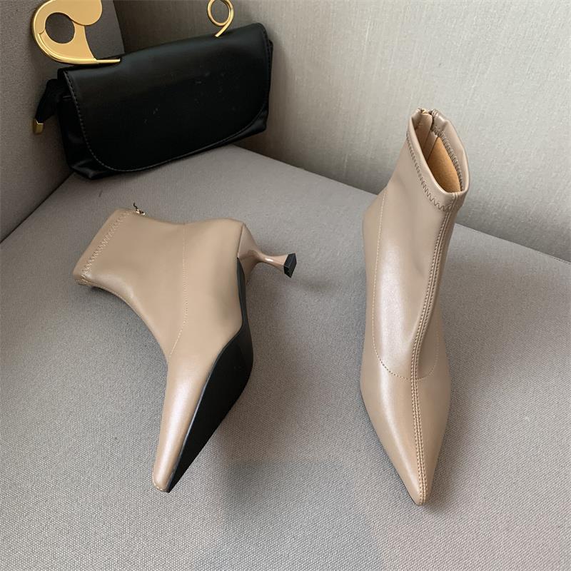 Ladies New Vintage Pointed Toe Back Zip Shoes