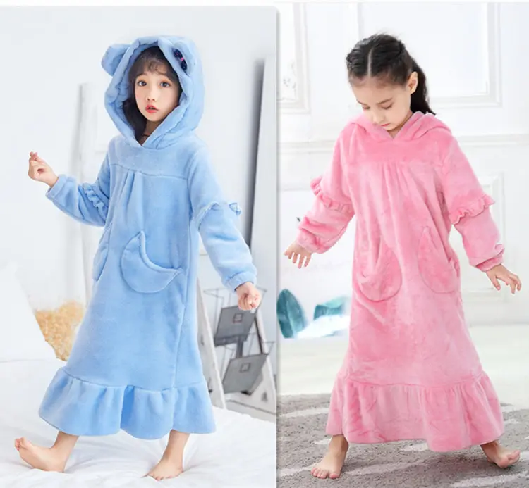 Warm Coral Fleece Double Sided Girls Long