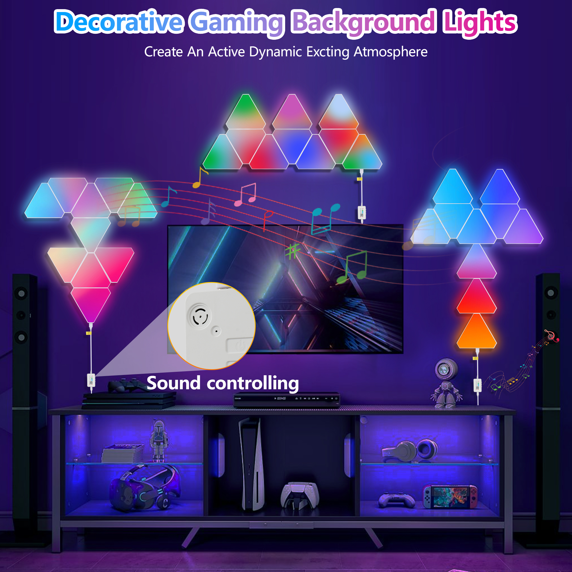 Triangular LED Lights, 10 RGB Wall Panels, Modular Intelligent Light Panel With... 9