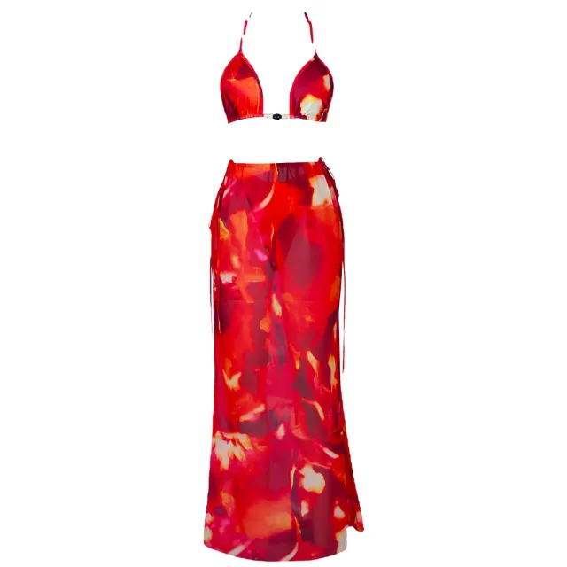Printed Bikini Strappy Skirt Casual Suit Color Xl - Shop at LoveMi