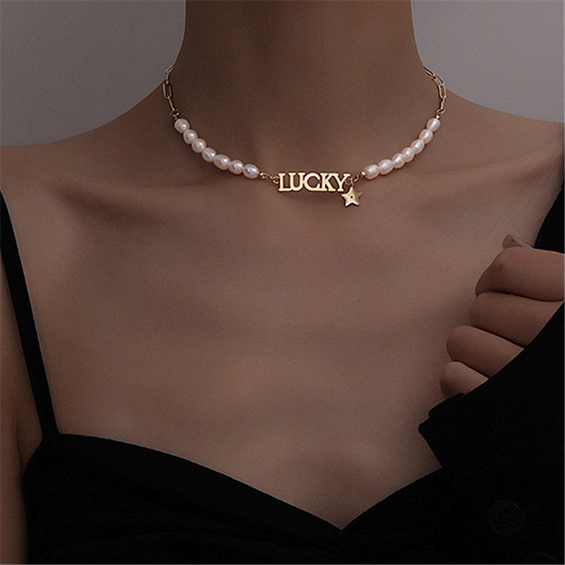 Fashion Simple Faux Pearl Stitching Necklace