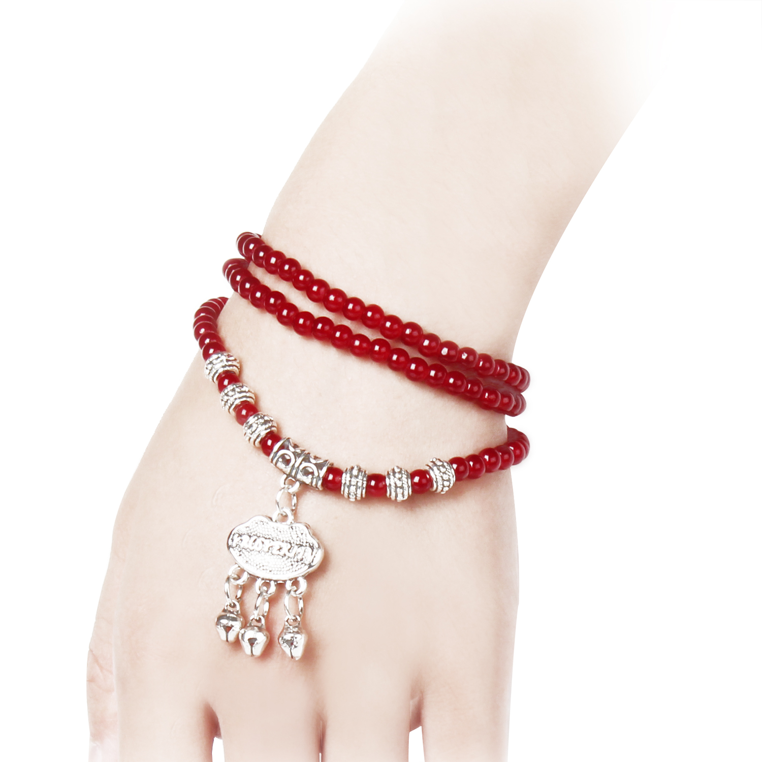 Red Agate Beaded Good Lock Bracelet image 3