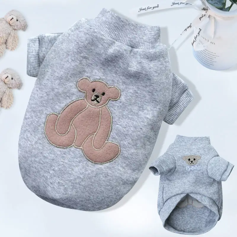 Embroidered Bear Pet Shirt for Dogs and Cats