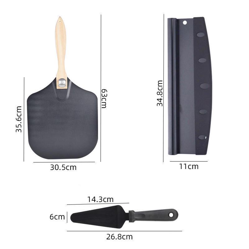 طقم مجارف بيتزا من الألمنيوم بمقبض خشبي  
مجرة بيتزا غير لاصقة لنقل البيتزا