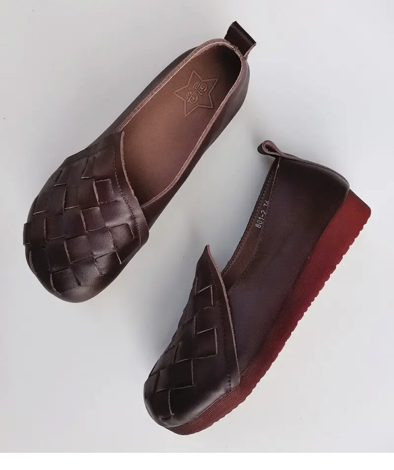 Leather Woven Retro Women's Shoes All-match Casual