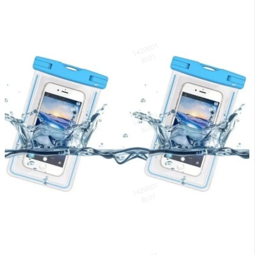 2 Packs Waterproof Phone Pouch For Drifting Diving Swimming, Underwater Dry Bag Case Cover For Phone - Blue