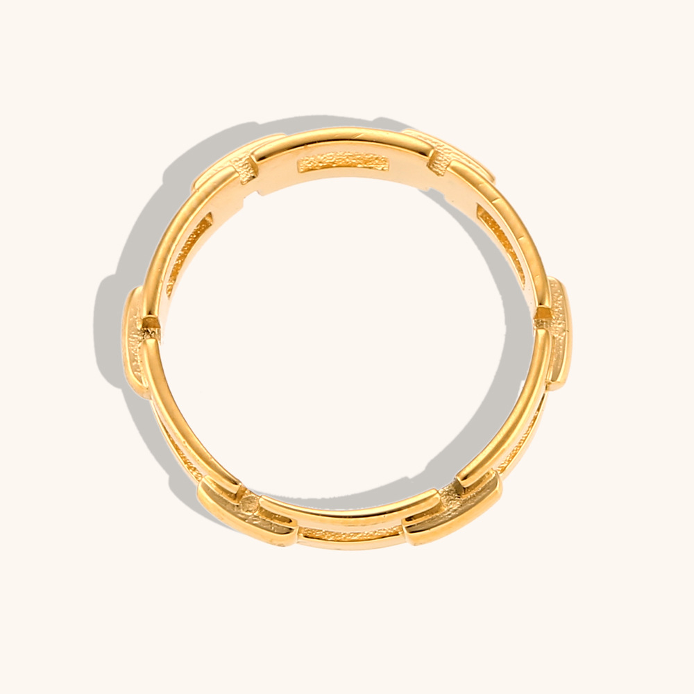 Women's Hollow Rectangular Geometric Chain Ring