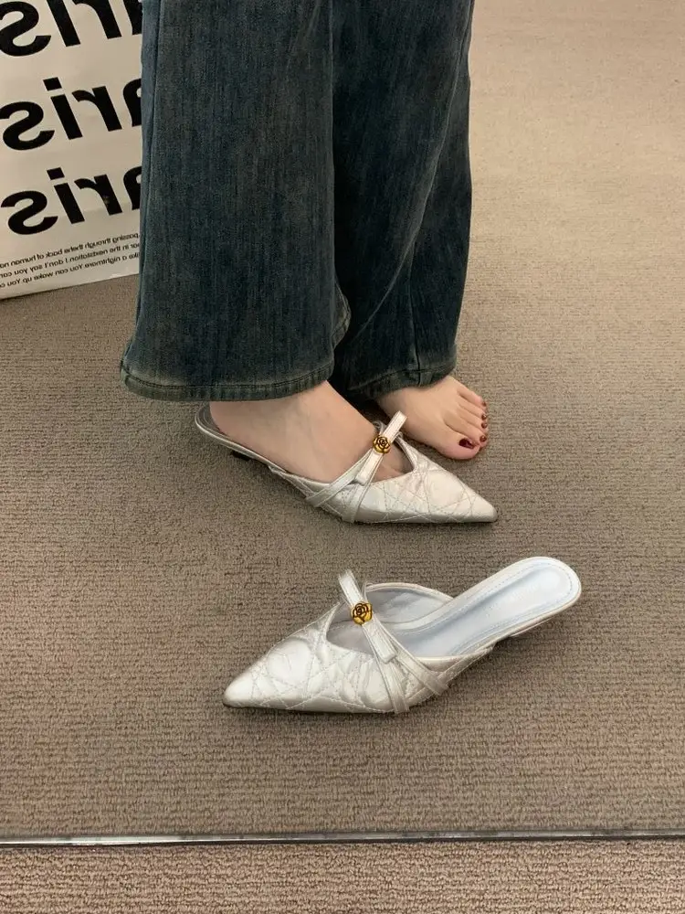 Chuyu French Style Mules, Closed Pointed Toe