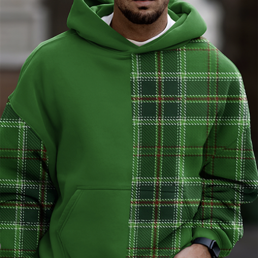 Men's Casual Fashion Trendy Plaid Print Sweatshirt