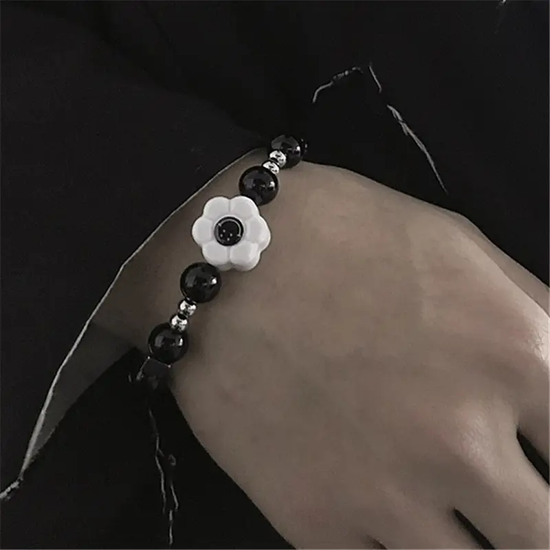 Titanium Steel Country Trend Men's Sunflower Daisy Pearl Bracelet