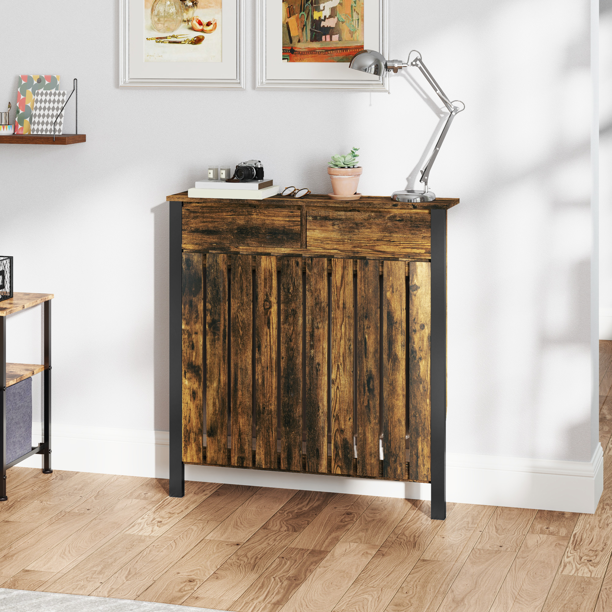 93 X 88.5 Cm Vintage Style Radiator Cover - Brown — image 9