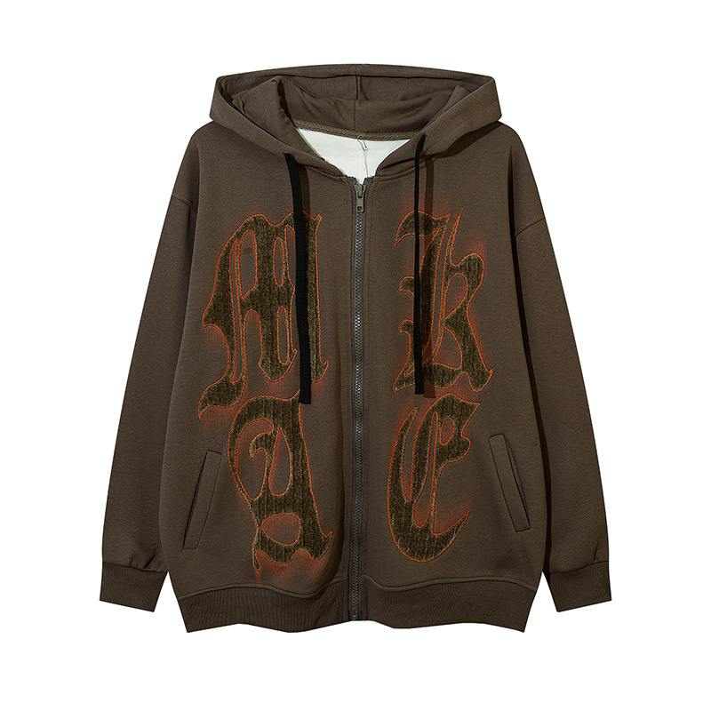 Autumn And Winter National Tide Cardigan Vibe Wind Niche Zipper Hooded Sweatshirt