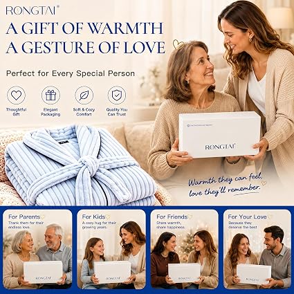 RONGTAI Women's Robe, Long Soft Bathrobe, Cozy Lounge Wear Gift — image 7