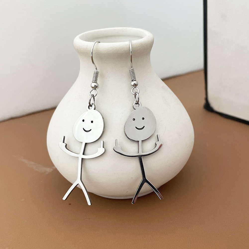 Fashion Middle Finger Funny Doodle Earring