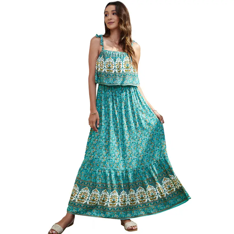 Suspender Lace Print European And American Dress