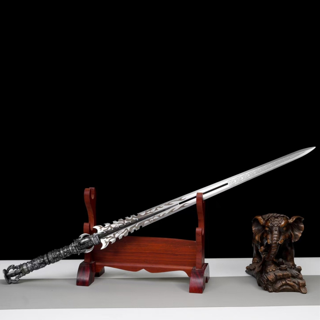 Long Style Han Jian, Demon Subduing Sword, High Manganese Steel Battle Sword Unsharpened Cold Weapon For Self-Defense,  Decoration