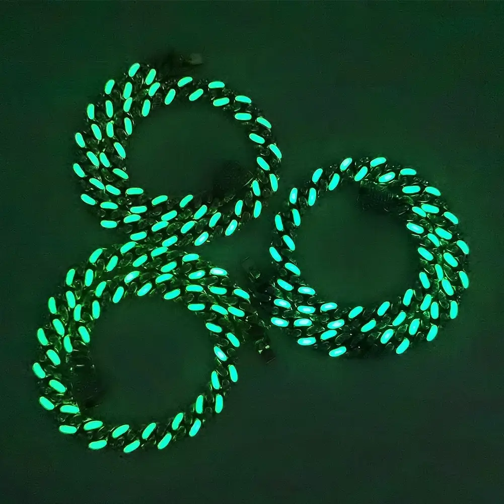 Full Diamond Dripping Oil Cuban Luminous Cool Necklace