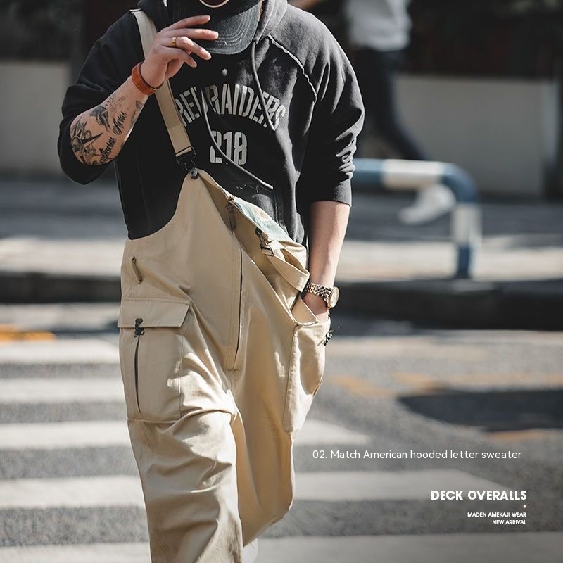 Women's Retro Distressed Straight Loose-fitting Overalls