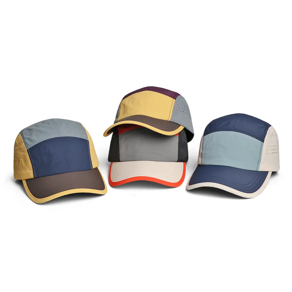 Color-matched Patchwork Quick-drying Sports Five-strap Hat, Lightweight