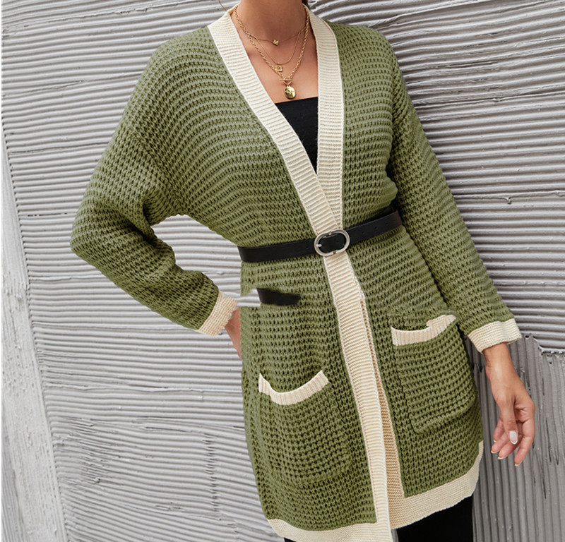 Knit Cardigan Amazon New OL Commuter Loose Large Size Colorblock Sweater Jacket