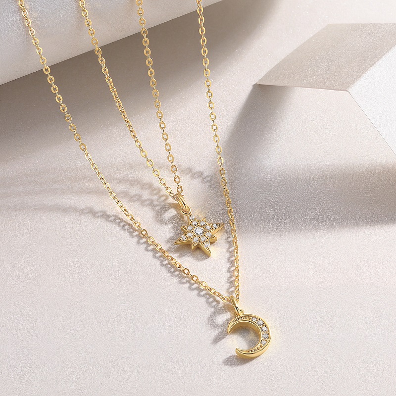Engraved With Top-quality Moissanite, This Luxurious And Fashionable Minimalist Jewelry Set Includes A Necklace Pendant, A Collar Chain, And S925 Silver Electroplated With Gold.