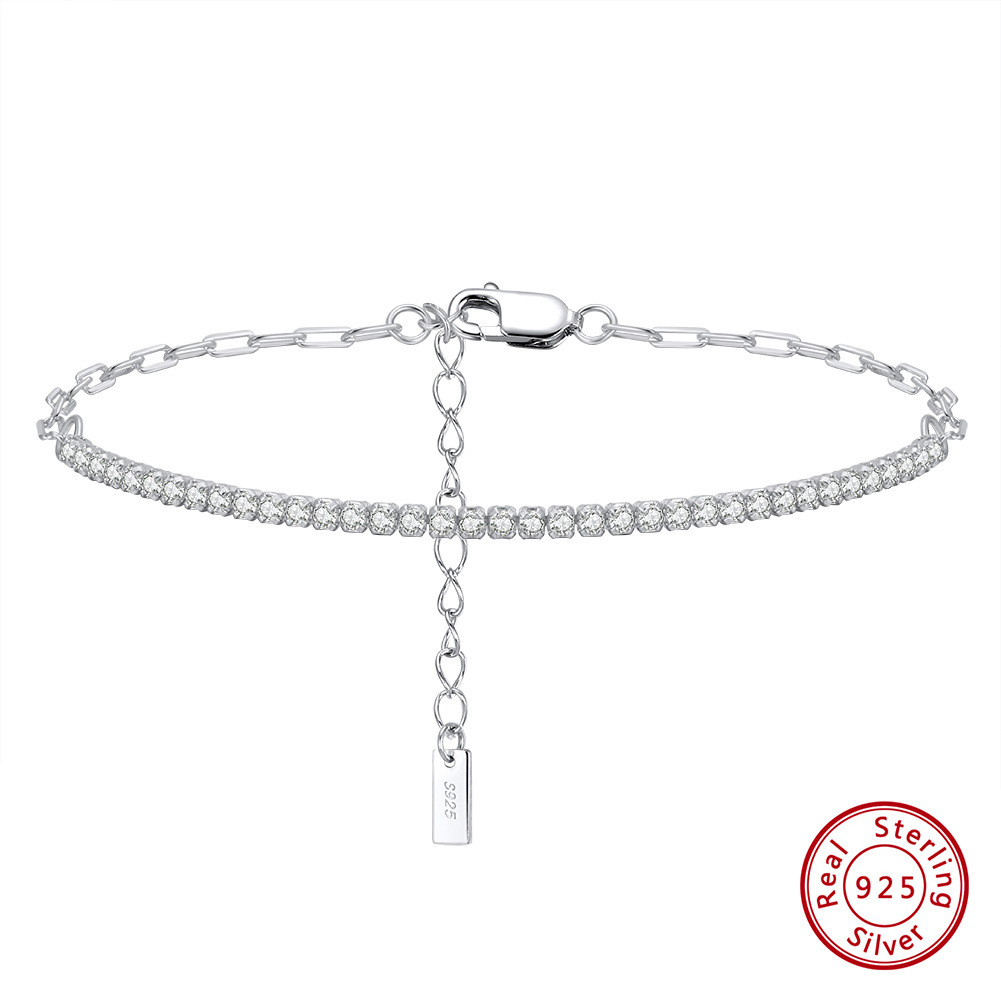 Jewelry Sterling Silver Bracelet Temperament 4A Zircon Inlay