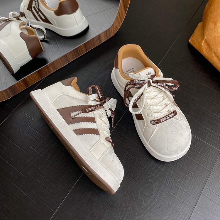 2026 New Women's ThickSole LaceUp Sneakers ColorBlock, Comfortable, Versatile White Board Shoes