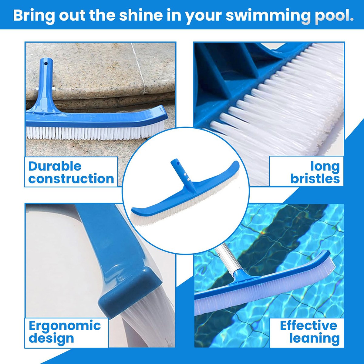 Plastic Pool Brush Cleaning Tool For Swimming Pool Spa Fish Pond Garden Fountain