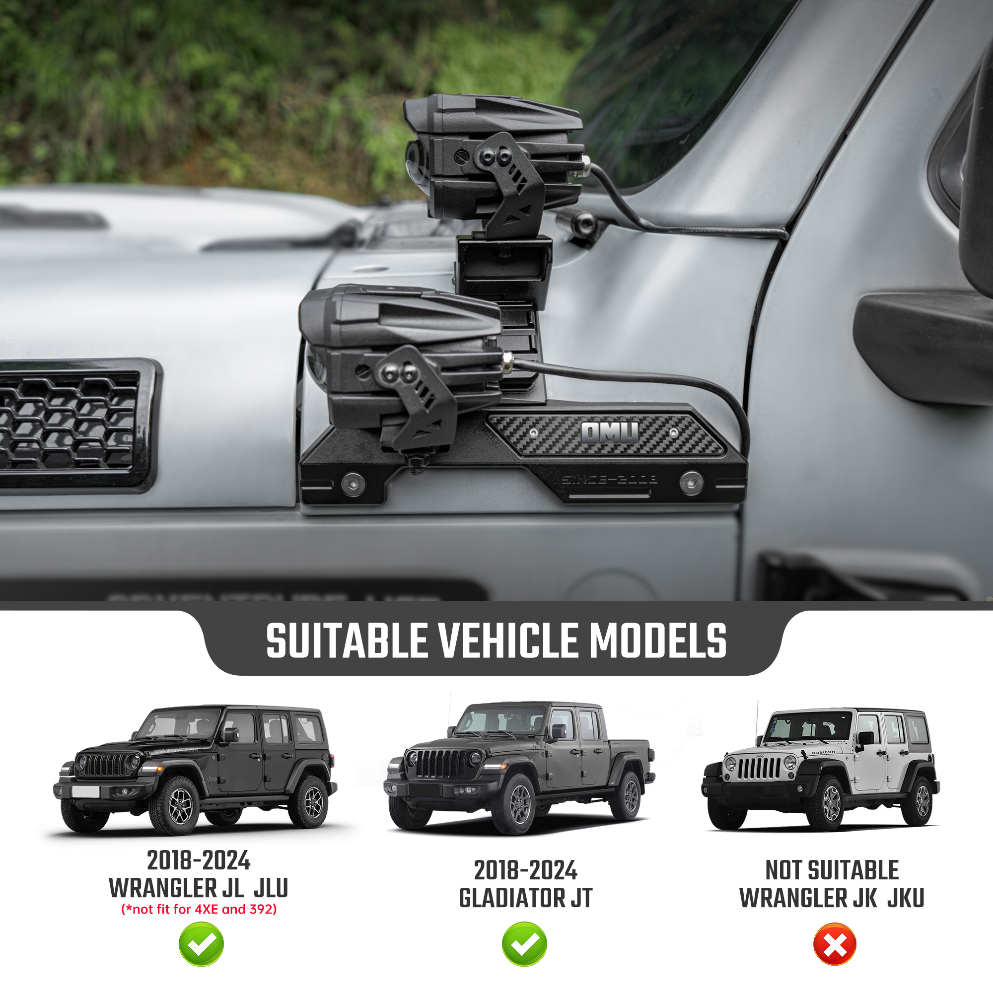 A-Pillar Light For Jeep Wrangler JL Gladiator JT Not For 4xe And 392