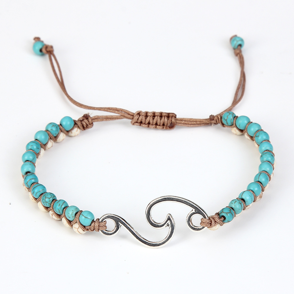Natural Turquoise Hand Woven Yoga Workout Bracelet