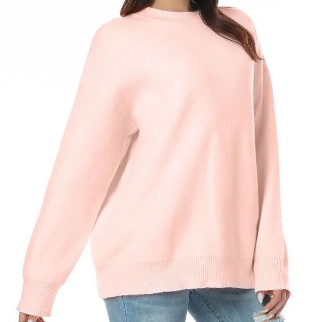 Pullover Fashion Knitwear Fall Lazy Womens Sweater Pink - Shop at LoveMi
